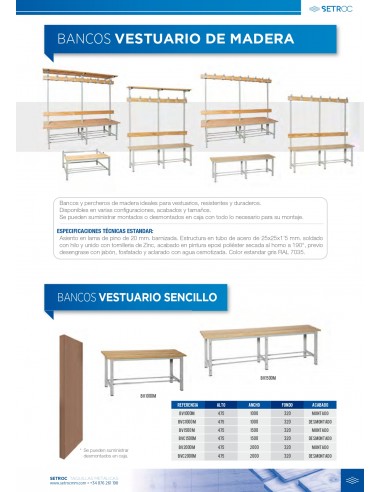 Banco Vestuario Sencillo Madera